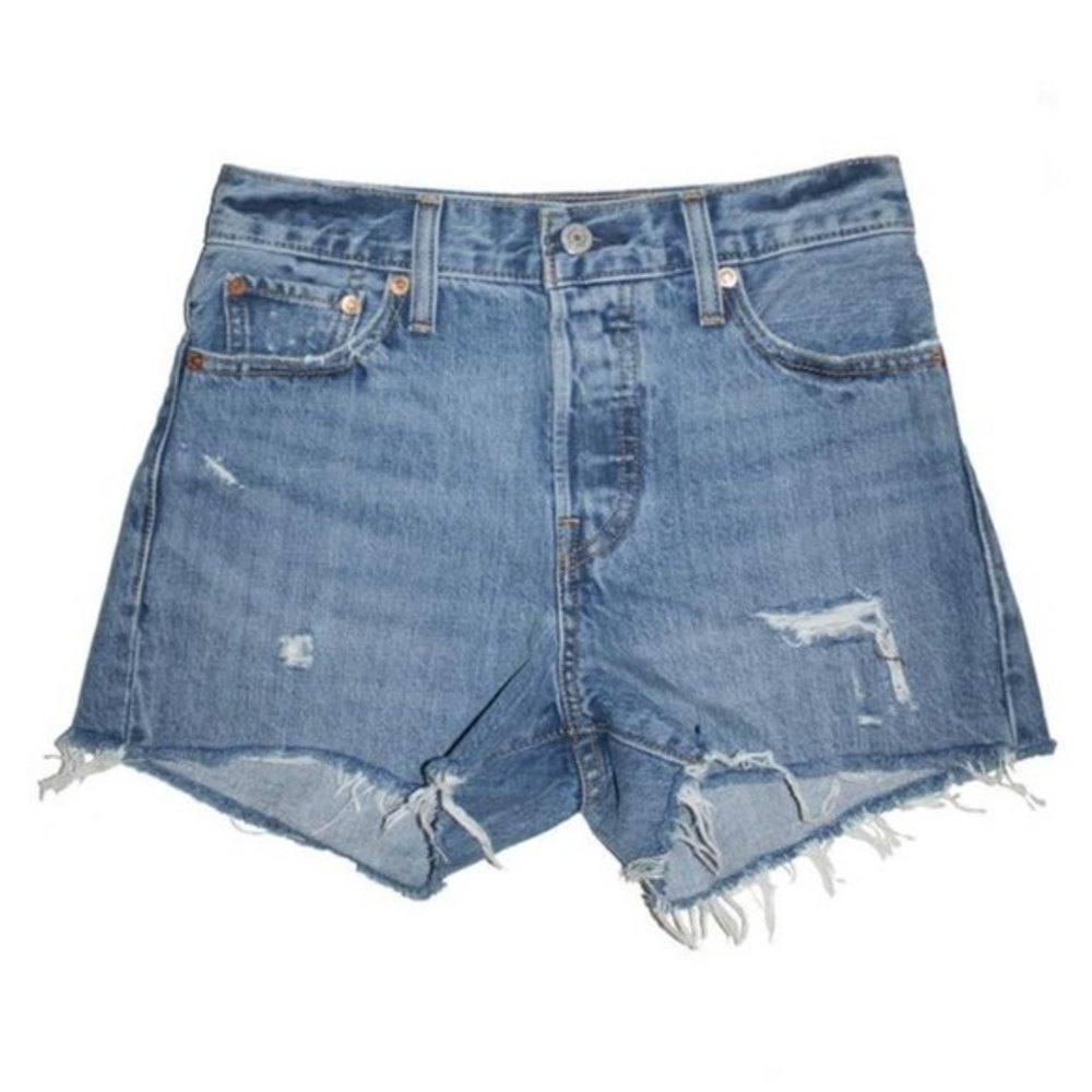 Levi's high rise distressed wedgie shorts